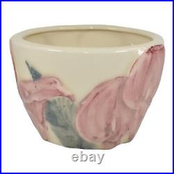 Rookwood 1945 Vintage Art Pottery Red Calla Lily Ivory Ceramic Vase Planter 6343