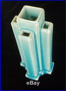 Rookwood Art Deco 1930 Turquoise Sky Blue Skyscraper Vase 6126