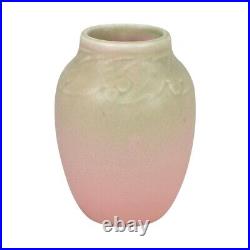 Rookwood Art Pottery 1928 Vintage Art Deco Green Over Pink Ceramic Vase 2139