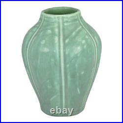 Rookwood Art Pottery 1937 Vintage Art Deco Matte Green Floral Ceramic Vase 6100