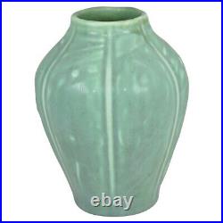 Rookwood Art Pottery 1937 Vintage Art Deco Matte Green Floral Ceramic Vase 6100