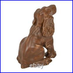 Rookwood Art Pottery 1988 Matte Brown Spaniel Dog Ceramic Paperweight 7024