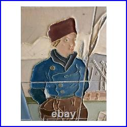 Rookwood Faience Vintage Art Pottery Blue Dutch Boy Ceramic Framed Tableau Tile