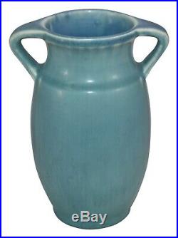 Rookwood Pottery Matte Blue Handled Arts and Crafts Ceramic Vase 2557