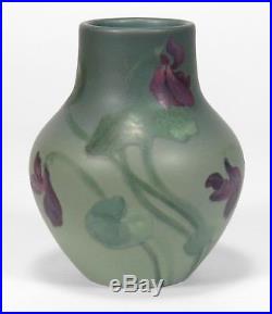 Rookwood Pottery Painted Matte vase ARV 1900 purple violets green Arts & Crafts