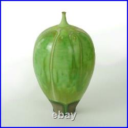 Rose Cabat studio pottery 7.25 feelie vase mid century modern ceramics green