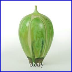 Rose Cabat studio pottery 7.25 feelie vase mid century modern ceramics green