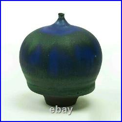 Rose Cabat studio pottery feelie vase mid century modern ceramics blue green