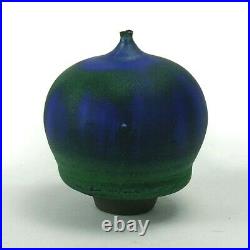 Rose Cabat studio pottery feelie vase mid century modern ceramics blue green