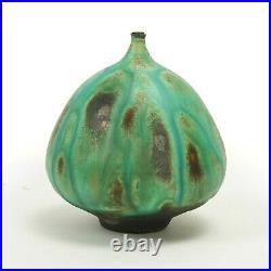 Rose Cabat studio pottery feelie vase mid century modern ceramics turquoise drip