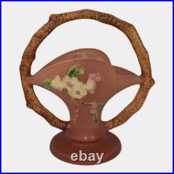 Roseville Apple Blossom Pink 1949 Vintage Art Pottery Ceramic Basket 309-8