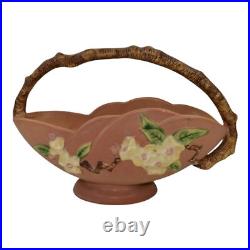 Roseville Apple Blossom Pink 1949 Vintage Art Pottery Ceramic Basket 310-10
