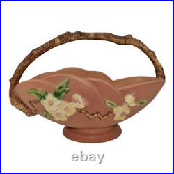 Roseville Apple Blossom Pink 1949 Vintage Art Pottery Ceramic Basket 310-10