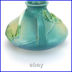 Roseville Art Pottery Blue Vase with Thornapple Pattern Mid 20thC