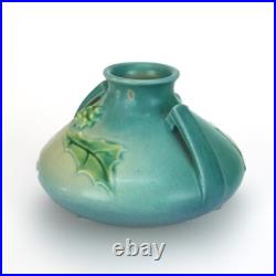 Roseville Art Pottery Blue Vase with Thornapple Pattern Mid 20thC