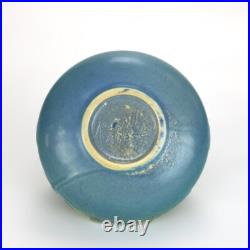 Roseville Art Pottery Blue Vase with Thornapple Pattern Mid 20thC