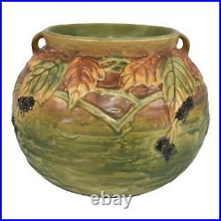 Roseville Blackberry 1932 Vintage Art Pottery Green Bulbous Ceramic Vase 574-6