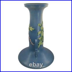 Roseville Bleeding Heart 1940 Vintage Art Pottery Blue Ceramic Pedestal 651-10