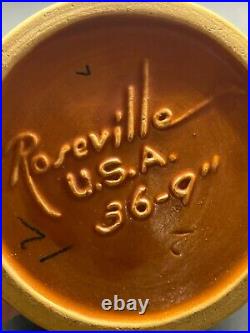 Roseville Bushberry Russet 1941 Vintage Art Pottery Ceramic Handled Vase 36-9