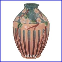 Roseville Cherry Blossom 1933 Vintage Art Deco Pottery Pink Ceramic Vase 622-7
