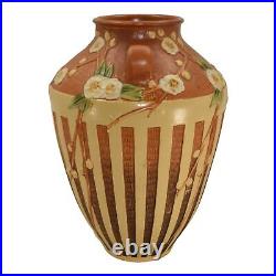 Roseville Cherry Blossom Brown 1933 Vintage Art Deco Pottery Ceramic Vase 628-15