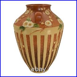 Roseville Cherry Blossom Brown 1933 Vintage Art Deco Pottery Ceramic Vase 628-15