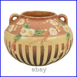 Roseville Cherry Blossom Brown 1933 Vintage Art Pottery Ceramic Vase 621-6