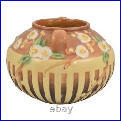 Roseville Cherry Blossom Brown 1933 Vintage Art Pottery Ceramic Vase 621-6
