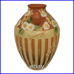 Roseville Cherry Blossom Brown 1933 Vintage Art Pottery Ceramic Vase 622-7