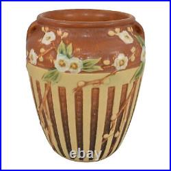 Roseville Cherry Blossom Brown 1933 Vintage Art Pottery Ceramic Vase 623-7