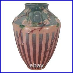 Roseville Cherry Blossom Pink 1933 Vintage Art Deco Pottery Ceramic Vase 628-15