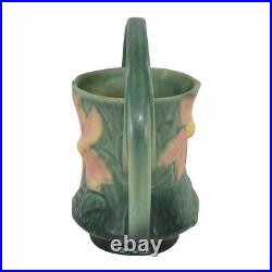 Roseville Clematis 1944 Vintage Art Deco Pottery Green Ceramic Basket 387-7
