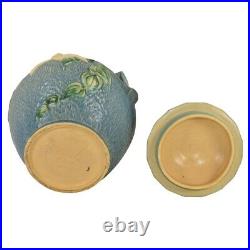 Roseville Clematis 1944 Vintage Art Pottery Blue Ceramic Cookie Jar 3-8
