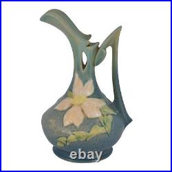 Roseville Clematis Blue 1944 Vintage Art Pottery Ceramic Ewer 17-10