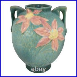 Roseville Clematis Green 1944 Vintage Art Pottery Ceramic Flower Vase 107-8