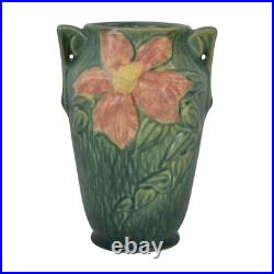 Roseville Clematis Green 1944 Vintage Art Pottery Ceramic Vase 105-7