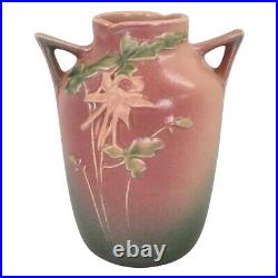 Roseville Columbine 1941 Vintage Art Deco Pottery Pink Ceramic Vase 14-6