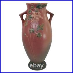 Roseville Columbine 1941 Vintage Art Deco Pottery Pink Ceramic Vase 27-16