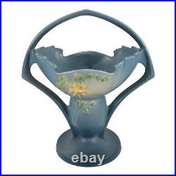 Roseville Columbine Blue 1941 Vintage Art Pottery Ceramic Basket 368-12