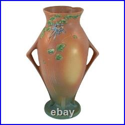Roseville Columbine Brown 1941 Vintage Art Deco Pottery Tall Ceramic Vase 26-14