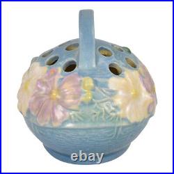 Roseville Cosmos 1939 Vintage Art Pottery Blue Ceramic Flower Frog 39