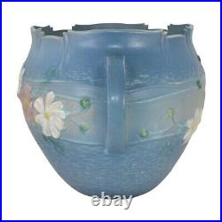Roseville Cosmos 1939 Vintage Art Pottery Blue Ceramic Jardiniere Planter 649-8