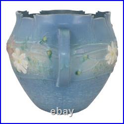 Roseville Cosmos 1939 Vintage Art Pottery Blue Ceramic Jardiniere Planter 649-8