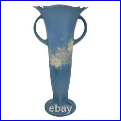 Roseville Cosmos 1939 Vintage Art Pottery Blue Ceramic Vase 958-18