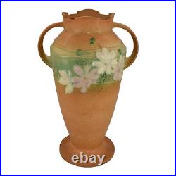 Roseville Cosmos Tan 1939 Vintage Art Pottery Ceramic Handled Vase 956-12
