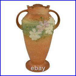 Roseville Cosmos Tan 1939 Vintage Art Pottery Ceramic Handled Vase 956-12