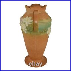 Roseville Cosmos Tan 1939 Vintage Art Pottery Ceramic Handled Vase 956-12