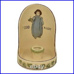 Roseville Creamware Good Night 1910 Vintage Art Pottery Ceramic Chamberstick