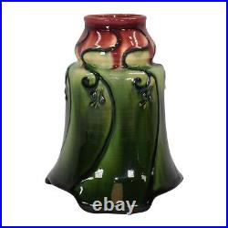 Roseville Cremo 1905 Vintage Art Pottery Red Green Ceramic Footed Vase 7