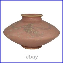Roseville Cremona Pink 1928 Vintage Art Deco Pottery Ceramic Squat Vase 351-4